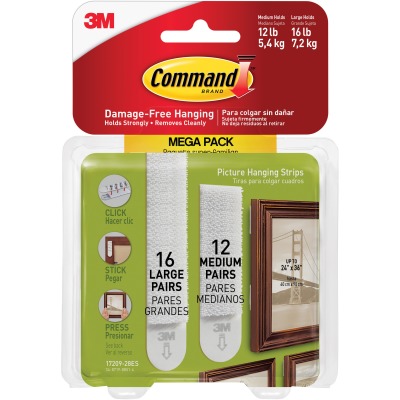 Mmm1720928es Command Picture Hanging Strips Mega Pack, White