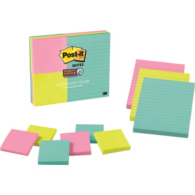 Mmm46339ssmia Sticky Note Miami Colors Super Sticky Notes Combo, Assorted Color