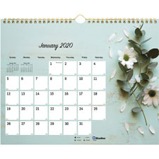 Redc172122 Romantic Flowers Monthly Wall Calendar - Floral
