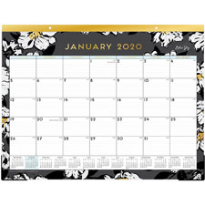Blue Sky Bls110215 Baccara Floral Design Calendar Desk Pad, Black & Gold