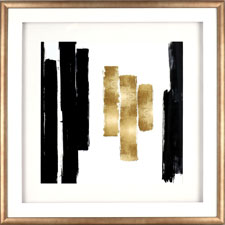 Llr04476 Blocks Design Framed Abstract Artwork, Black & Gold