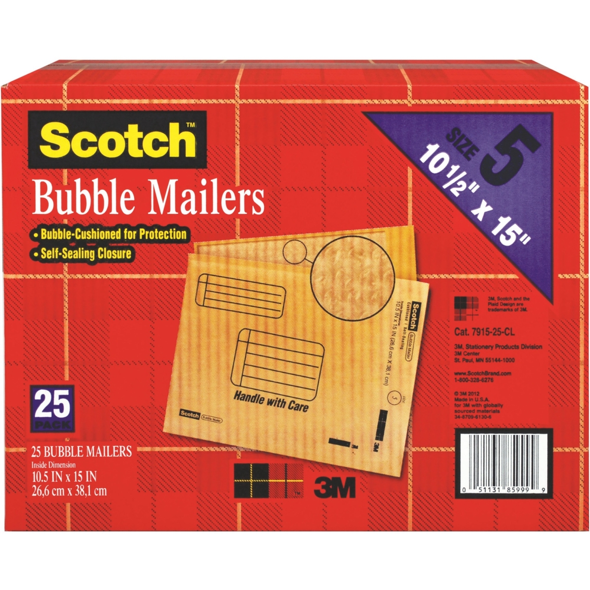 Mmm791525cs 10.5 X 16 In. Scotch Bubble Mailers, Tan
