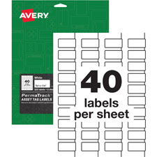 Ave61526 Permatrack Asset Tag Labels, White