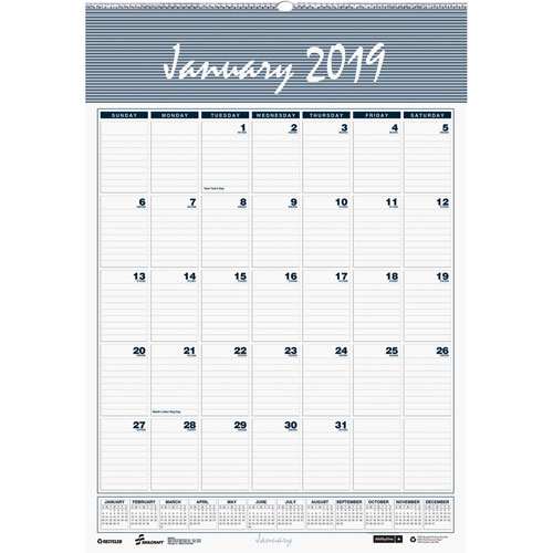 Nsn6007571 Wirebound Monthly Wall Calendar, Black