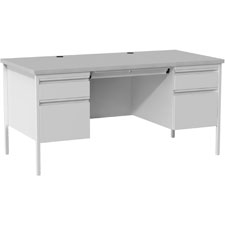 Llr60935 30 X 29.50 X 60 In. Gray Double Pedestal Steel & Laminate Desk, Gray