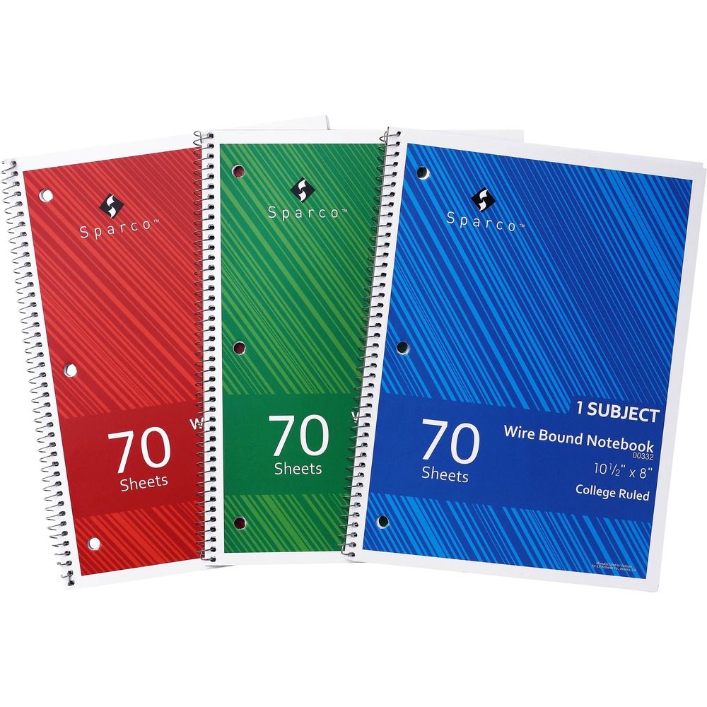 College Ruled Wire-Bound Notebook - 3 Piece