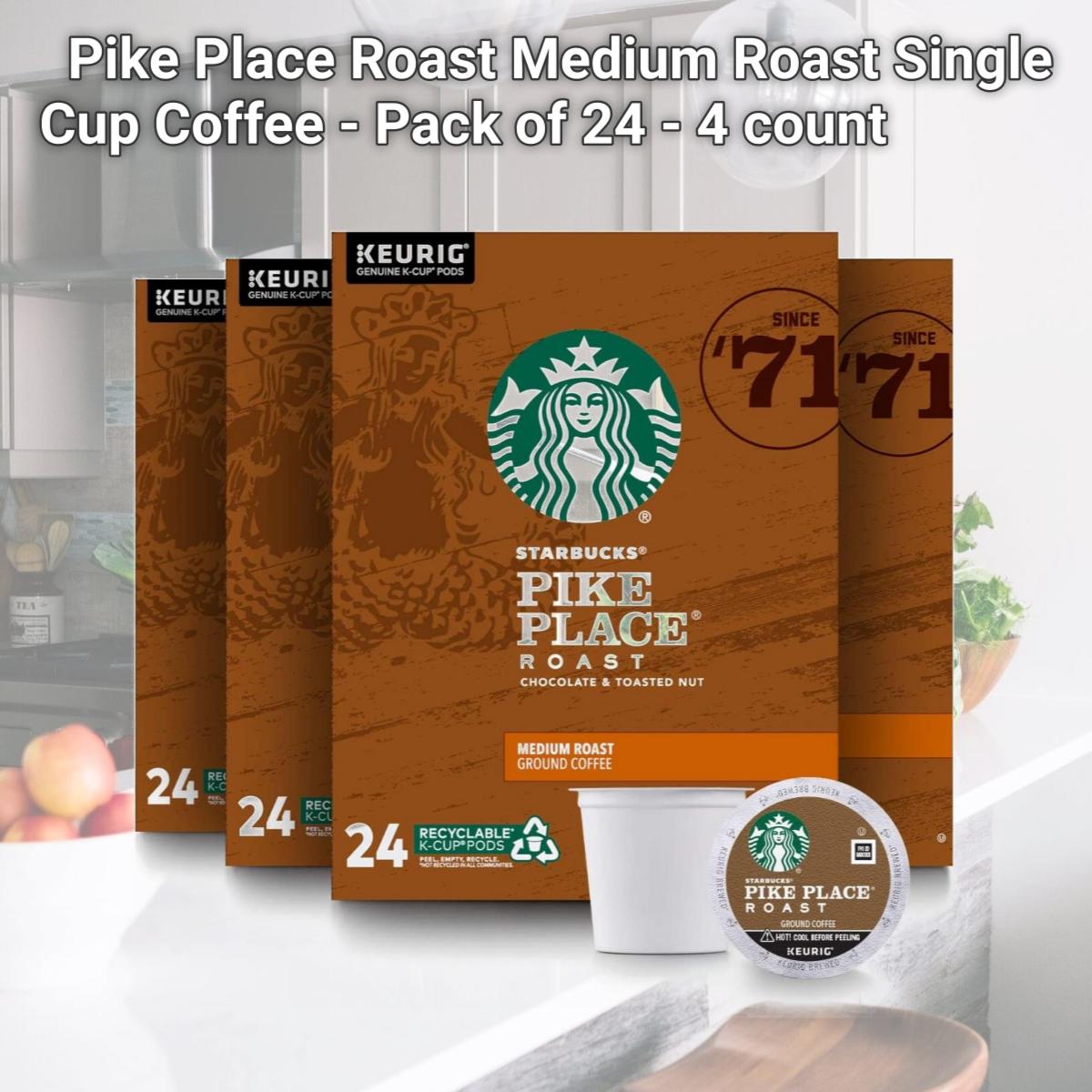 Picture of Starbucks SBK12434812CT Pike Place Roast Medium Roast Single Cup Coffee - Pack of 24 - 4 count