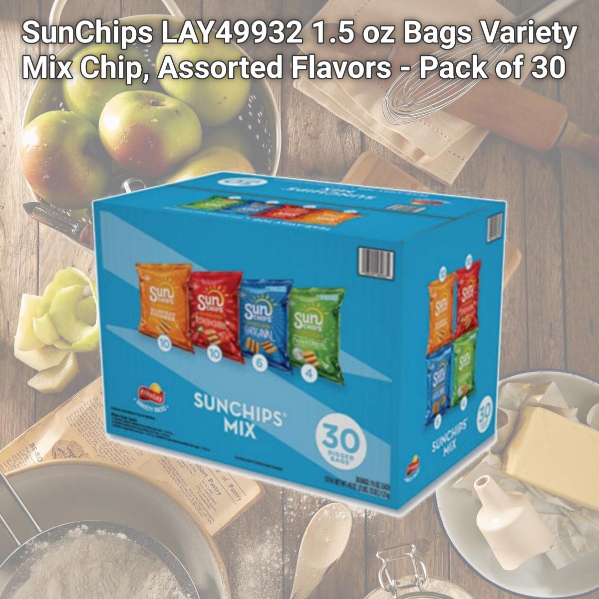 Picture of SunChips LAY49932 1.5 oz Bags Variety Mix Chip, Assorted Flavors - Pack of 30