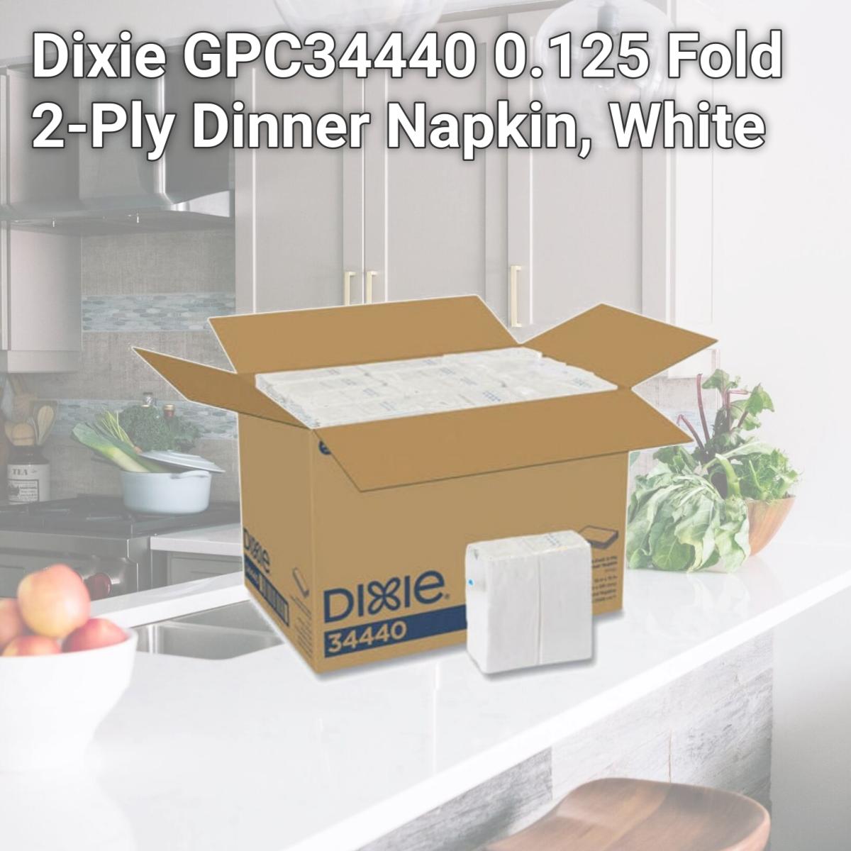 Picture of Dixie GPC34440 0.125 Fold 2-Ply Dinner Napkin, White