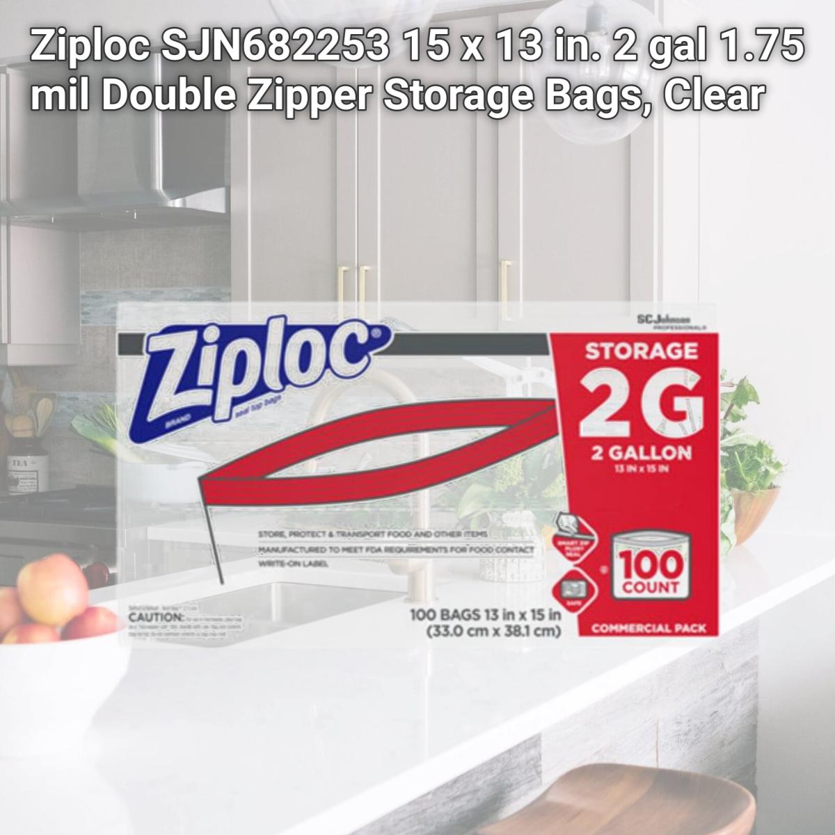 Picture of Ziploc SJN682253 15 x 13 in. 2 gal 1.75 mil Double Zipper Storage Bags, Clear
