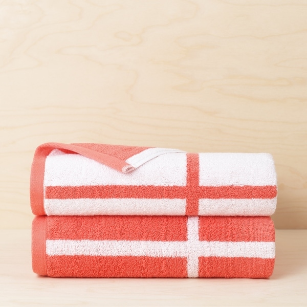 116807076 27 X 54 In. Brandon Bath Towel Set, Coral - 2 Piece