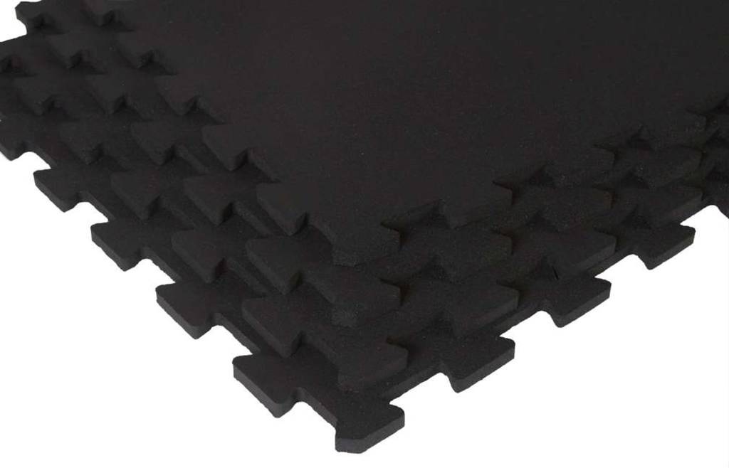 Sl-c Black Interlocking Anti-fatigue Rubber Single Corner Flooring Tiles, Black - 19.5 X 19.5 X 0.37 In.