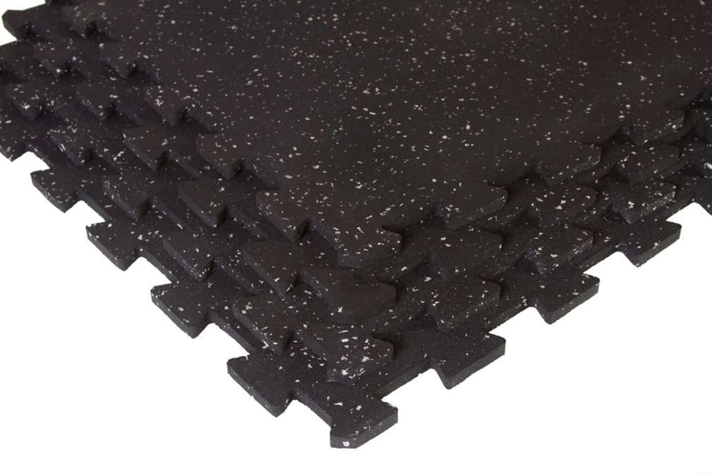 Sl-m Gray Interlocking Anti-fatigue Rubber Single Middle Flooring Tiles With Black & Gray - 19.5 X 19.5 X 0.37 In.