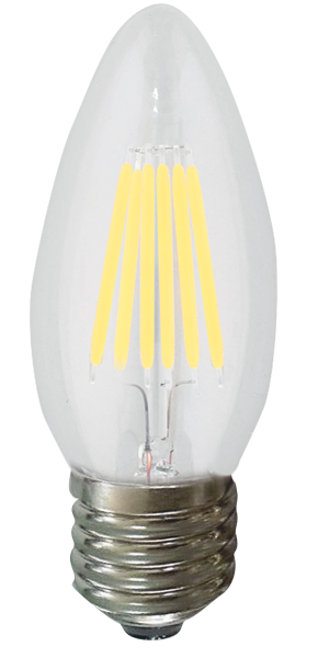 55006 6w Filament Candle Torpedo E26 Medium Screw 2700k Warm White Led Light Bulb
