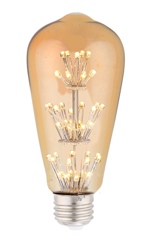 42030 3w St64 Amber Star Collection E26 2200k Dimmable Led Light Bulb