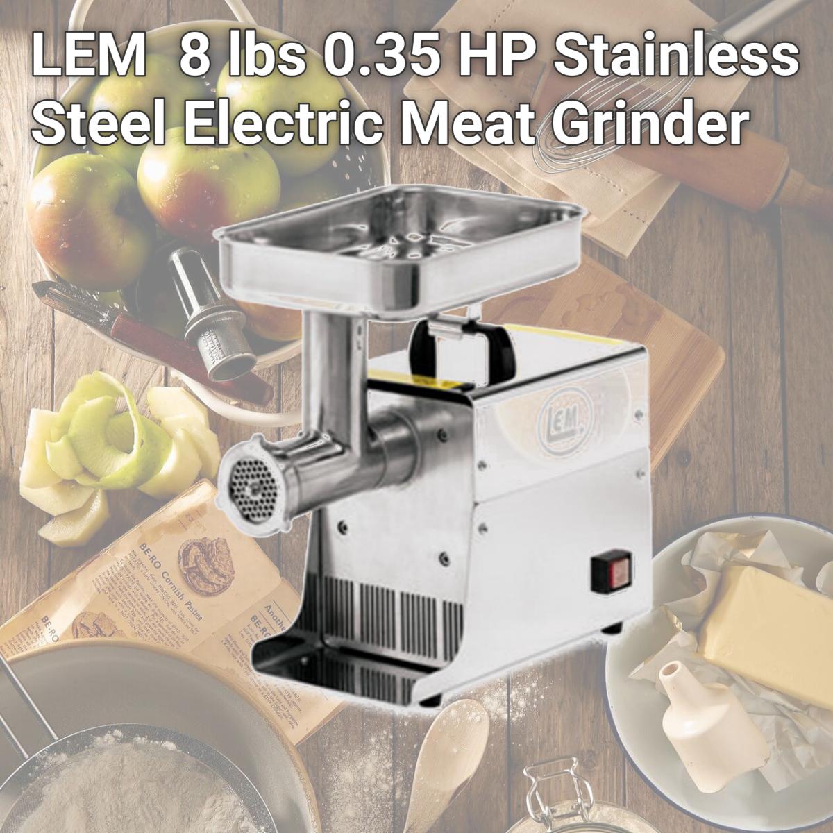 Picture of LEM 17791 8 lbs 0.35 HP Stainless Steel Electric Meat Grinder