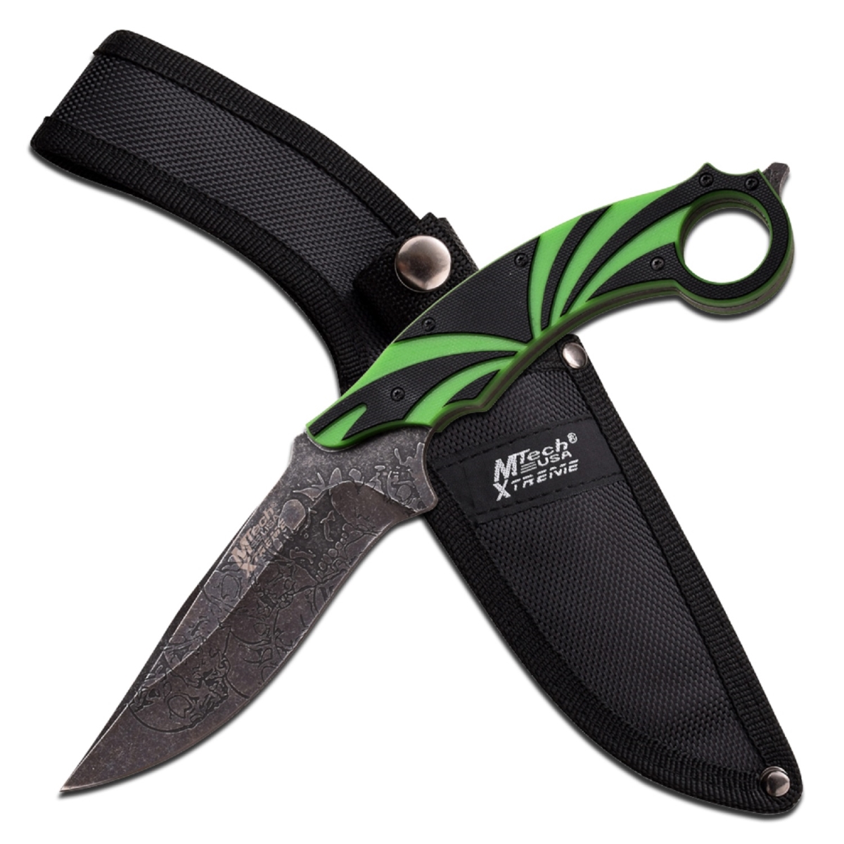 4010099 10.25 In. Extreme Fixed Folding Knife With Black & Green Handle