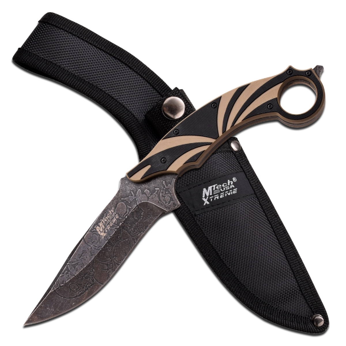 4010100 10.25 In. Extreme Fixed Folding Knife With Black & Tan Handle