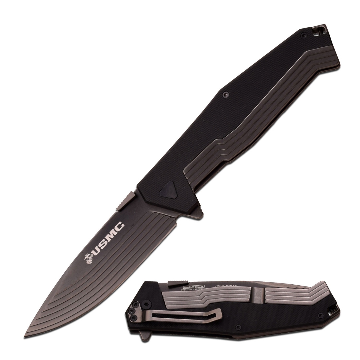 4011283 4.75 In. Marines Folding Knife With Black Blade G10 Handle