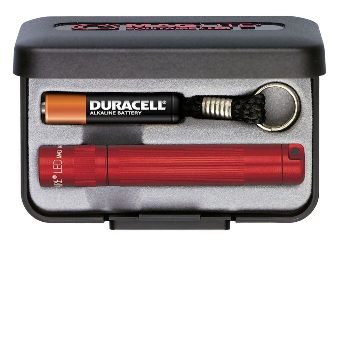 4006425 Solitaire Led Aaa Flashlight With Presentation Box, Red