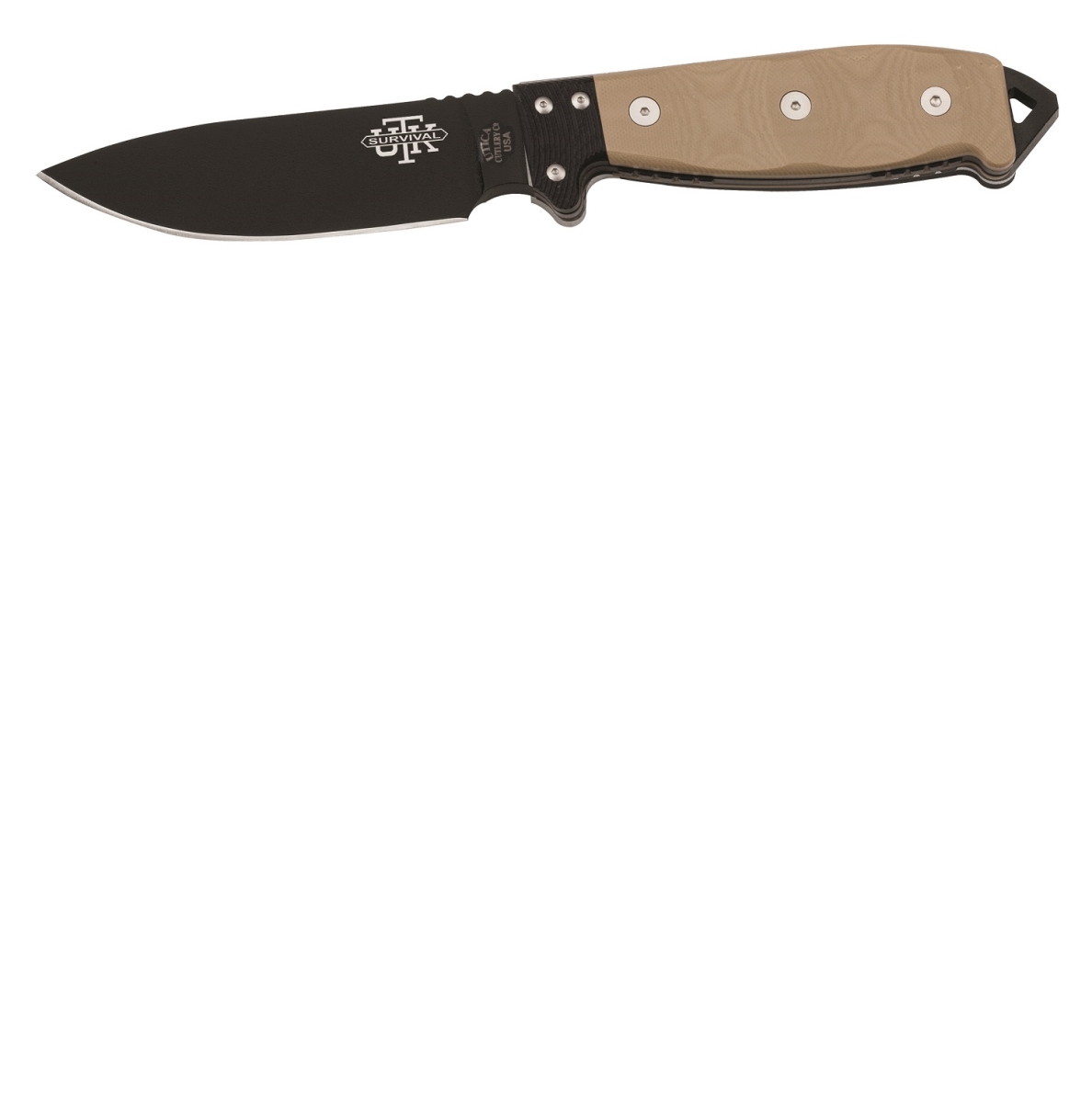 4017517 5.1 In. Utks5th Fixed Knife Blade With Tan Micarta Handle, Black