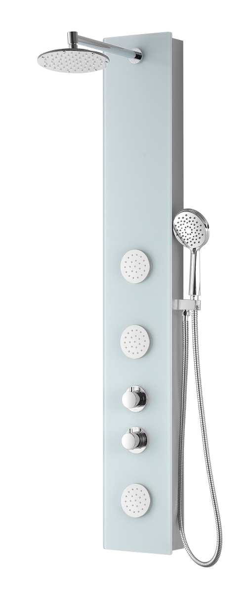 Spa World Sp-az050 60 In. Mare Series Full Body Shower Panel System With Heavy Rain Shower & Spray Wand - White