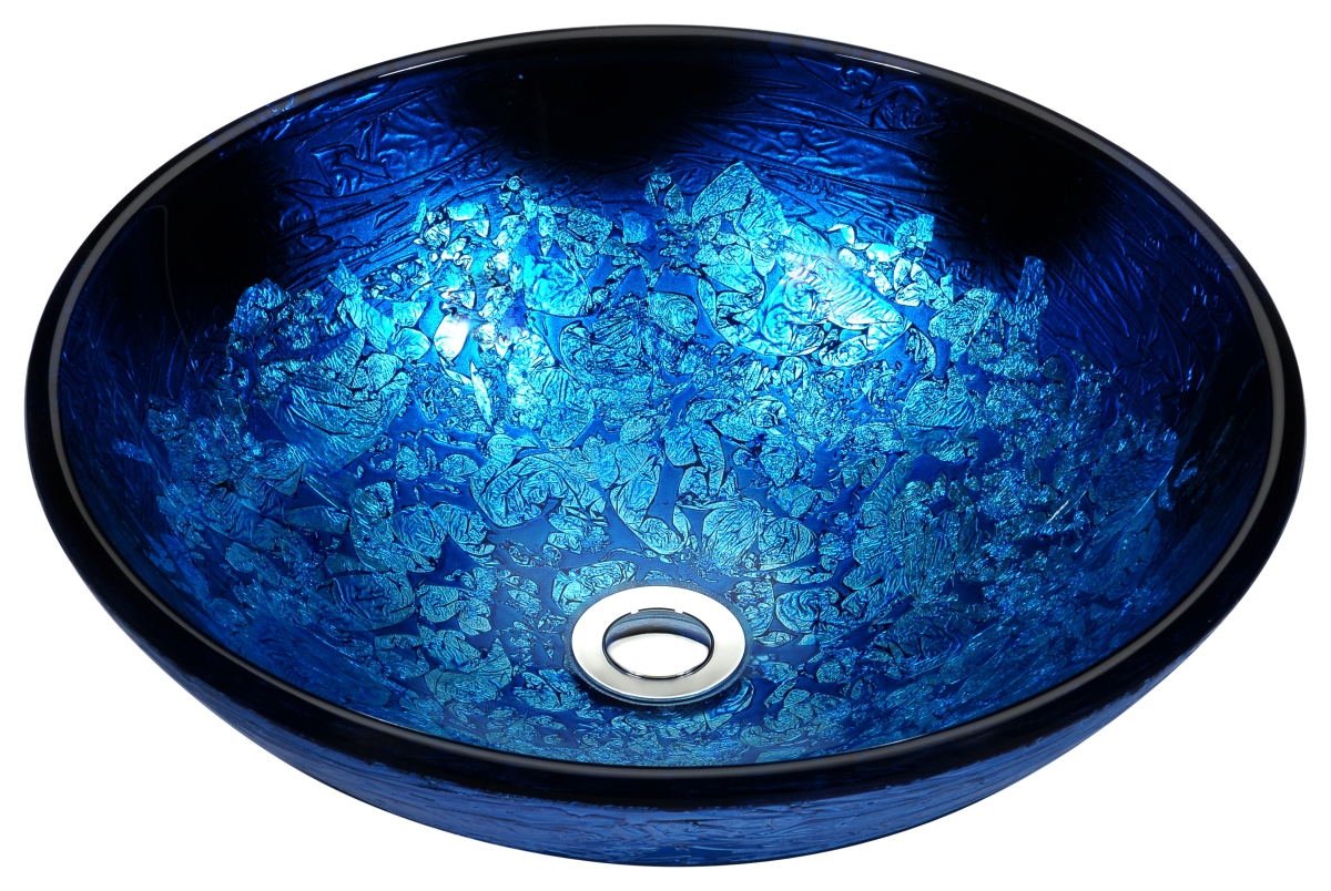 Spa World Ls-az161 Stellar Series Deco-glass Round Vessel Sink - Blue Blaze