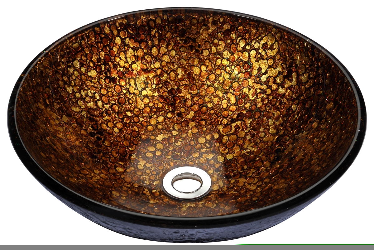 Spa World Ls-az165 Stellar Series Deco-glass Round Vessel Sink - Idol Gold