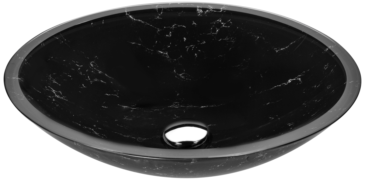 Anzzi Ls-az177 5.5 X 15.4 X 19.5 In. Marbela Series Vessel Sink, Marbled Black