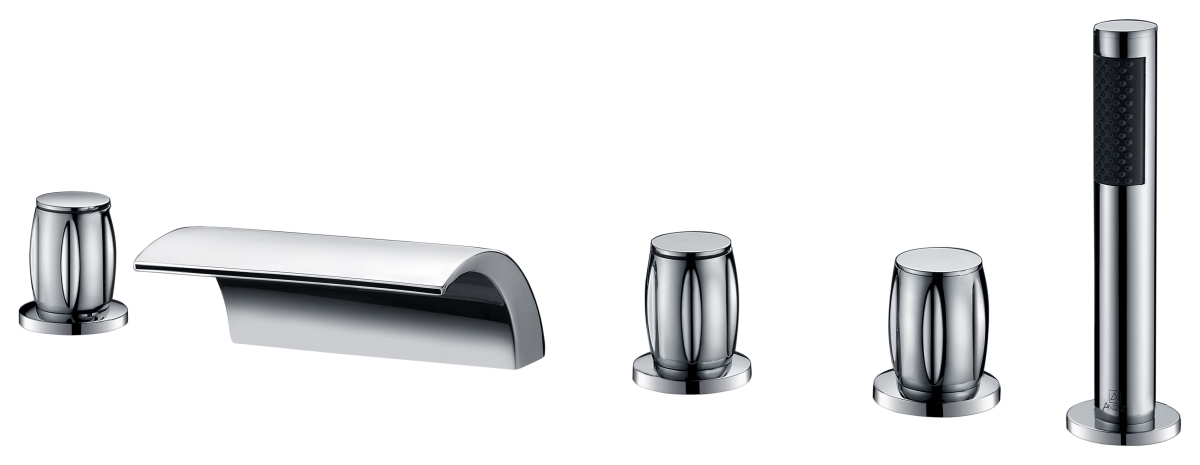 Anzzi Fr-az043ch 3.35 X 4.33 X 15.75 In. Della 3-handle Deck-mount Roman Tub Faucet, Chrome
