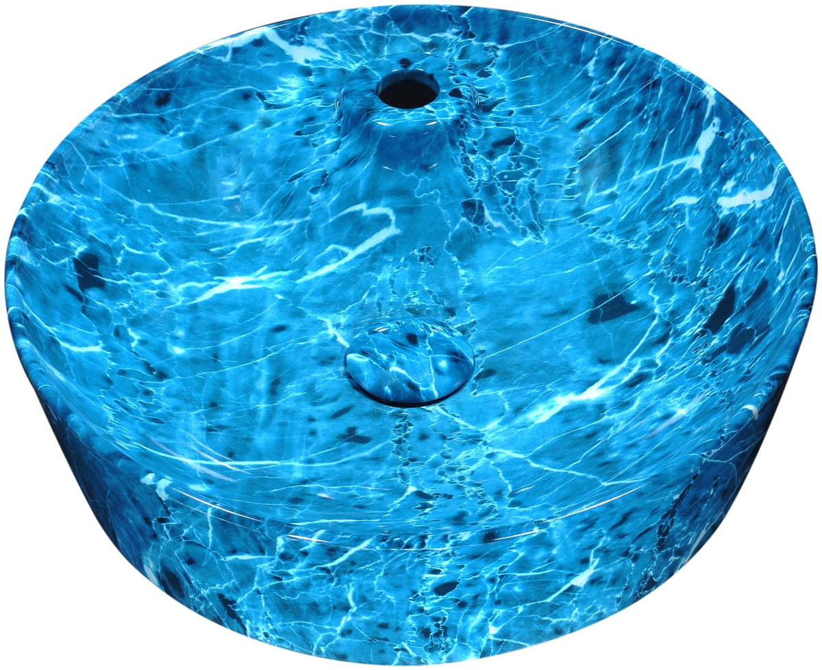 Anzzi Ls-az236 5.5 X 17.7 X 17.7 In. Marbled Series Ceramic Vessel Sink, Marbled Ocean