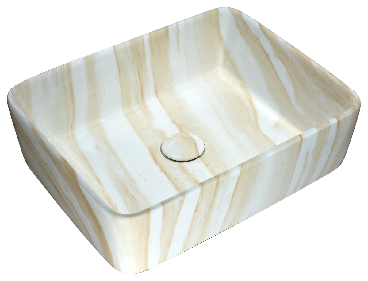 Anzzi Ls-az243 5.1 X 14.6 X 18.9 In. Marbled Series Ceramic Vessel Sink, Marbled Cream