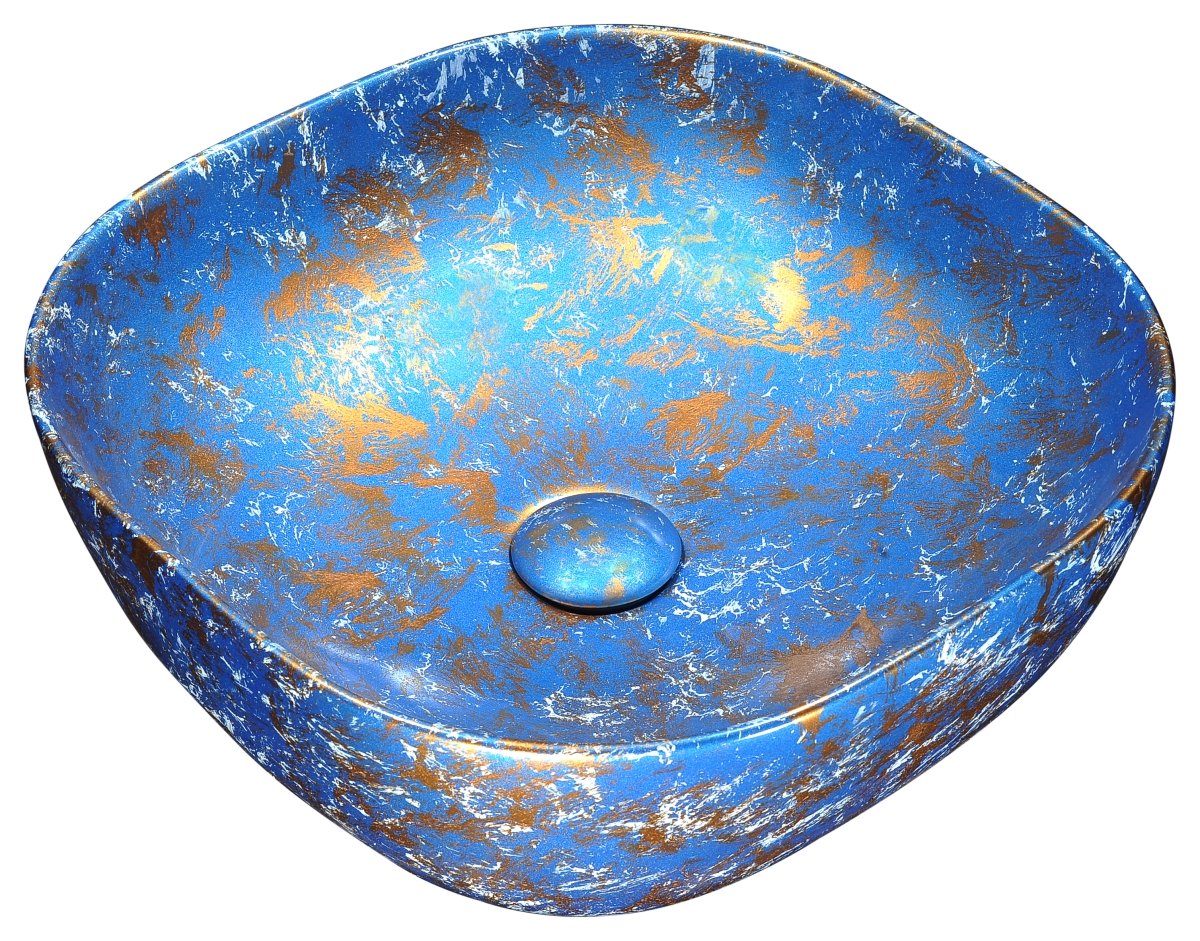 Anzzi Ls-az253 5.7 X 16.7 X 16.7 In. Marbled Series Ceramic Vessel Sink, Marbled Tulip