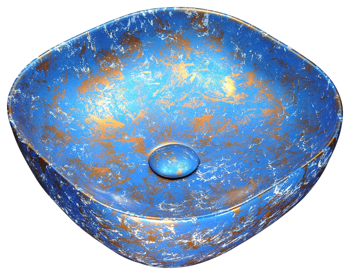 Anzzi Ls-az253 5.7 X 16.7 X 16.7 In. Marbled Series Ceramic Vessel Sink, Marbled Tulip