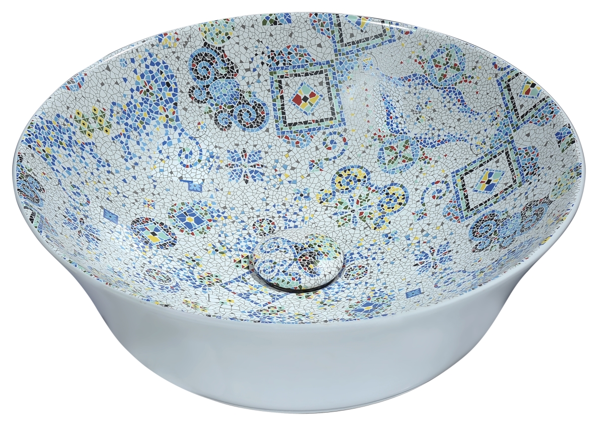 Anzzi Ls-az260 4.9 X 16.5 X 16.5 In. Byzantian Series Ceramic Vessel Sink, Mosaic White