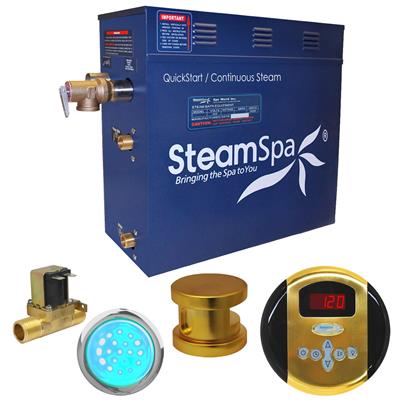 In900gd-a 9 Kw Indulgence Quickstart Acu-steam Bath Generator Pack With Built-in Auto Drain, Polished Gold