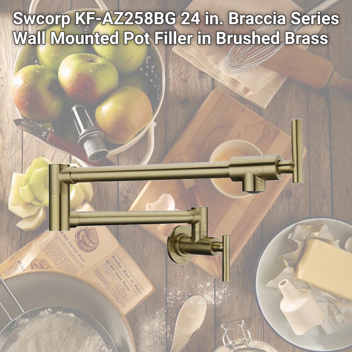 Picture of Swcorp KF-AZ258BG 24 in. Braccia Series Wall Mounted Pot Filler in Brushed Brass