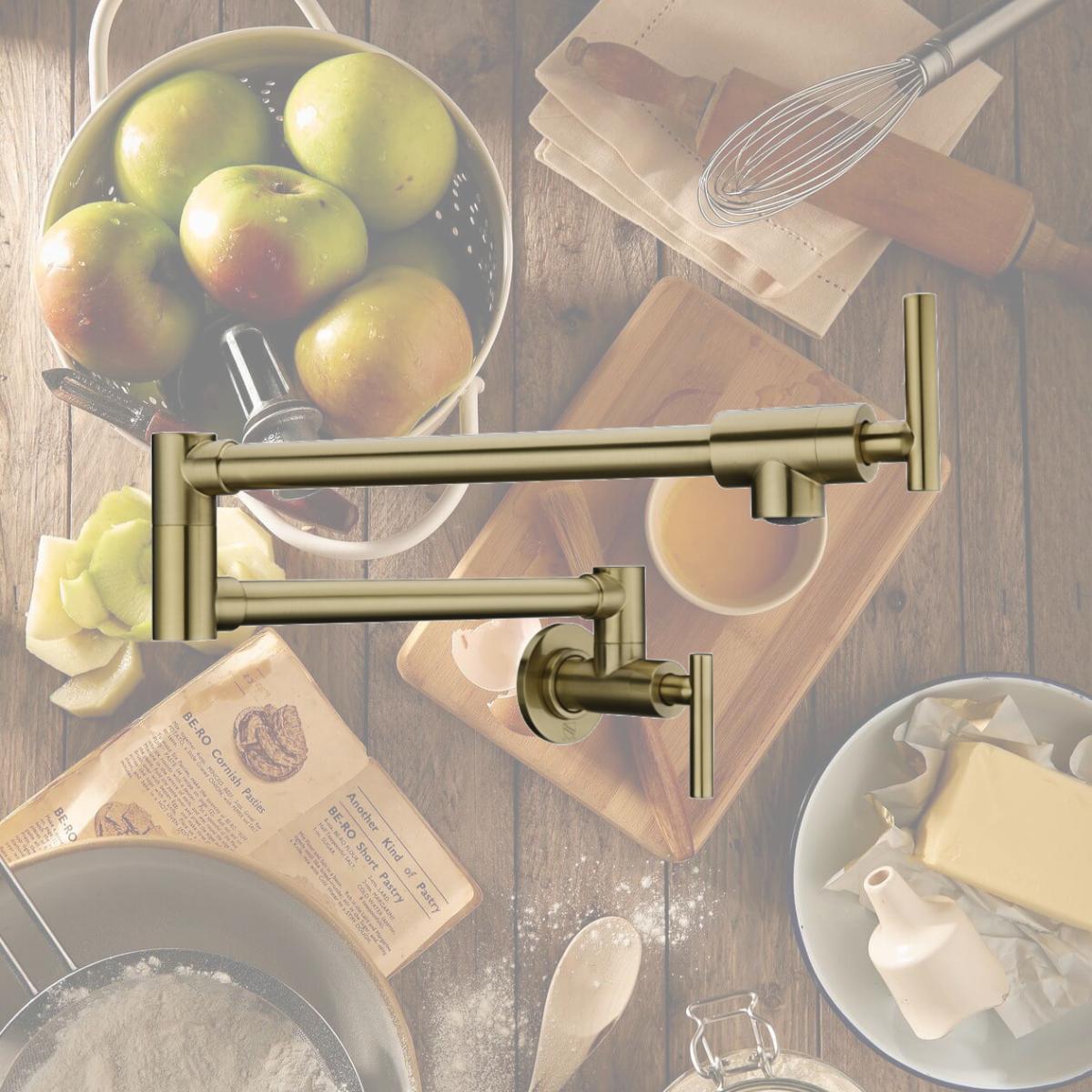 Picture of Swcorp KF-AZ258BG 24 in. Braccia Series Wall Mounted Pot Filler in Brushed Brass