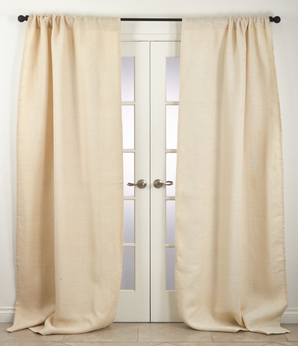 0811.i4296 Open Weave Lined Burlap Curtain Panel - Ivory