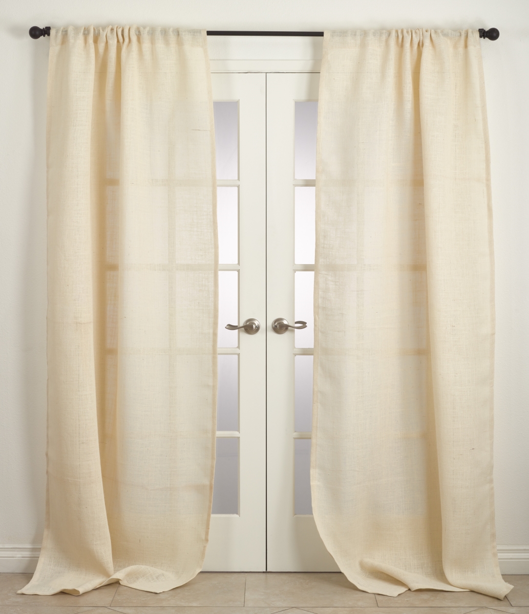 0812.i4296 Open Weave Burlap Unlined Curtain Panel - Ivory