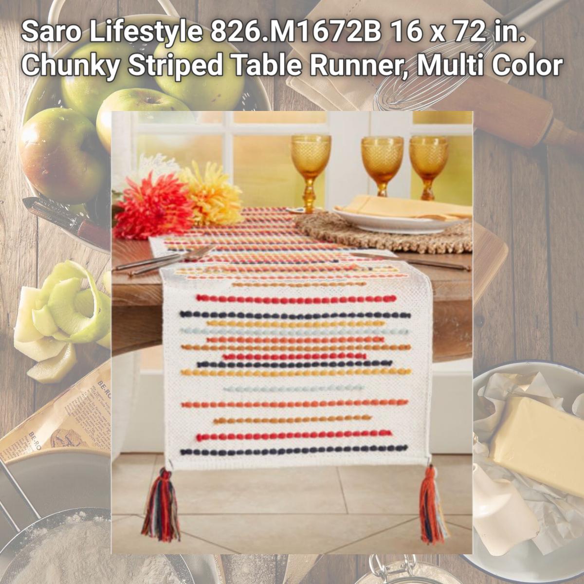 Picture of Saro Lifestyle 826.M1672B 16 x 72 in. Chunky Striped Table Runner, Multi Color