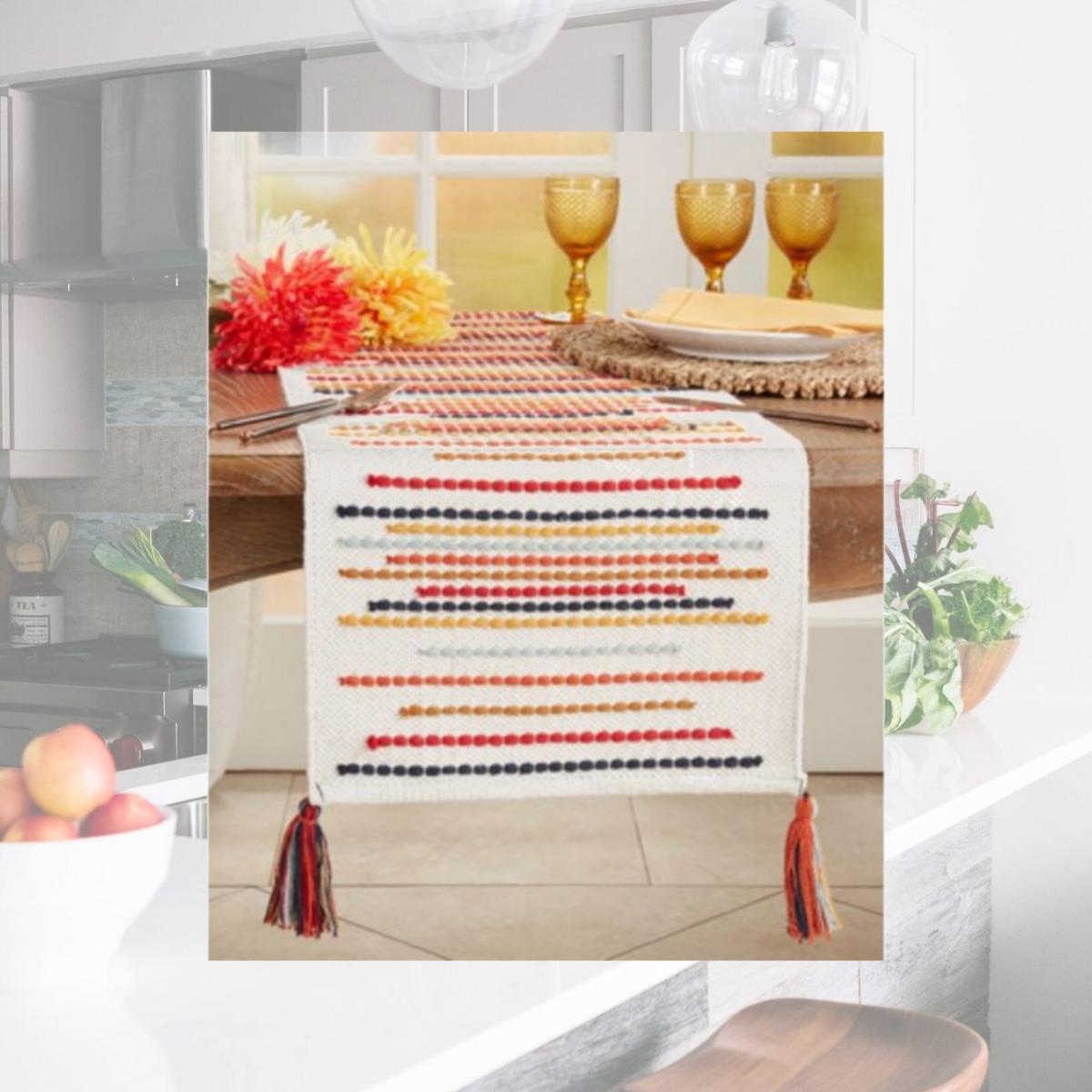 Picture of Saro Lifestyle 826.M1672B 16 x 72 in. Chunky Striped Table Runner, Multi Color