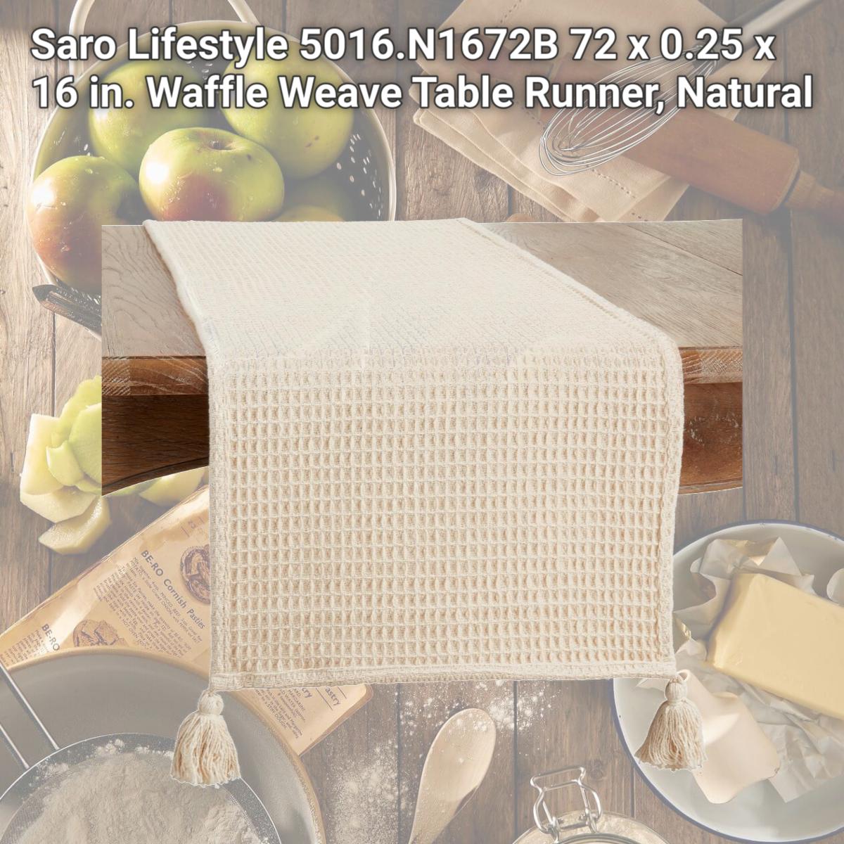 Picture of Saro Lifestyle 5016.N1672B 72 x 0.25 x 16 in. Waffle Weave Table Runner, Natural