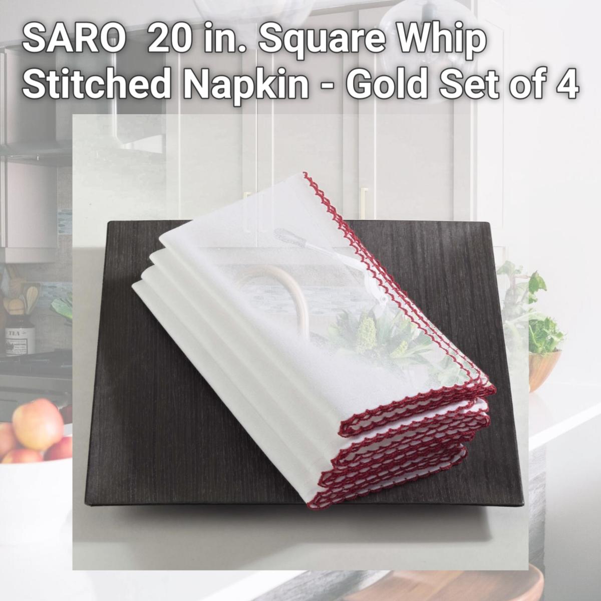 Picture of SARO 1442.GL20S 20 in. Square Whip Stitched Napkin - Gold  Set of 4