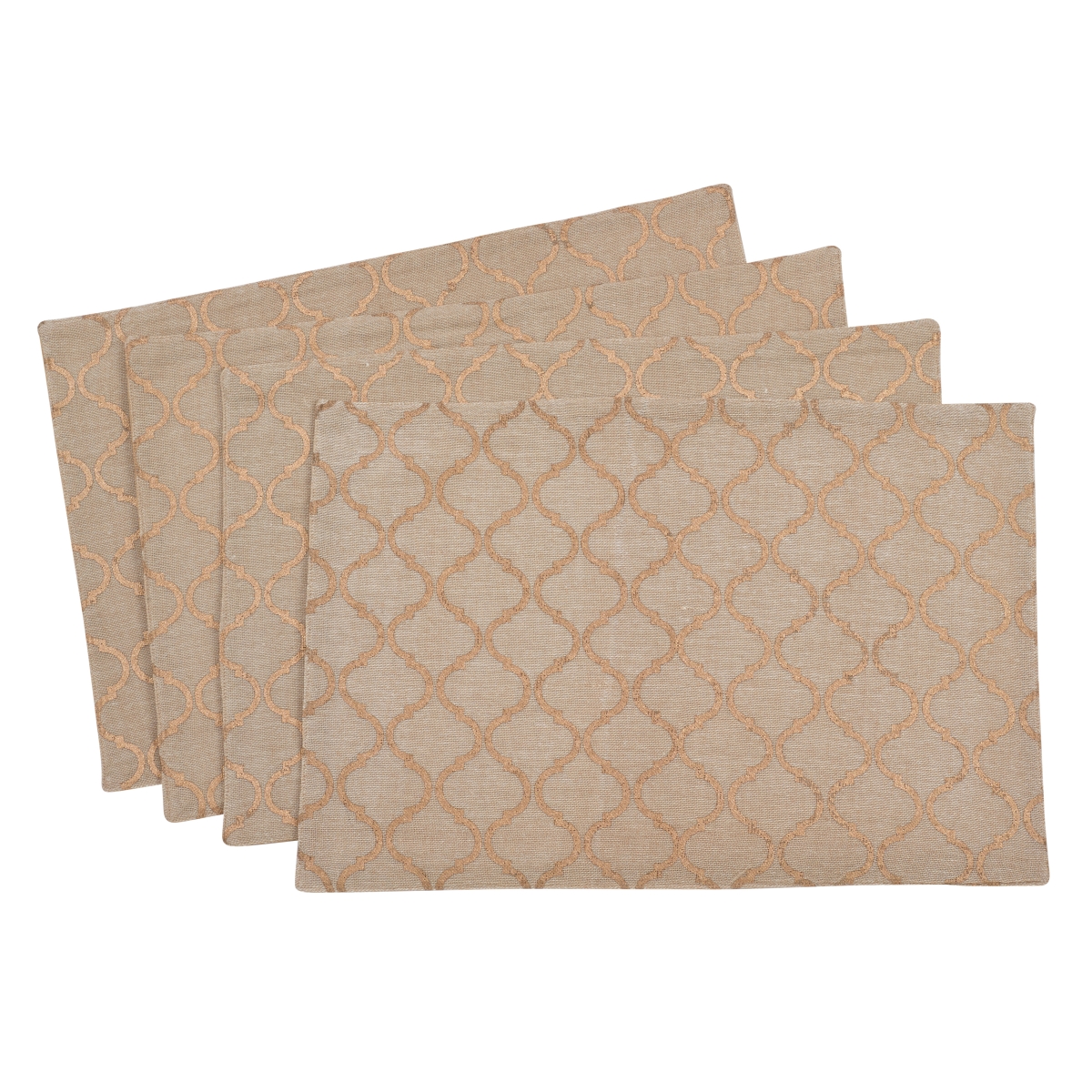 10787.n1319b 13 X 19 In. Oblong Printed Design Placemats Set, Natural - 4 Piece
