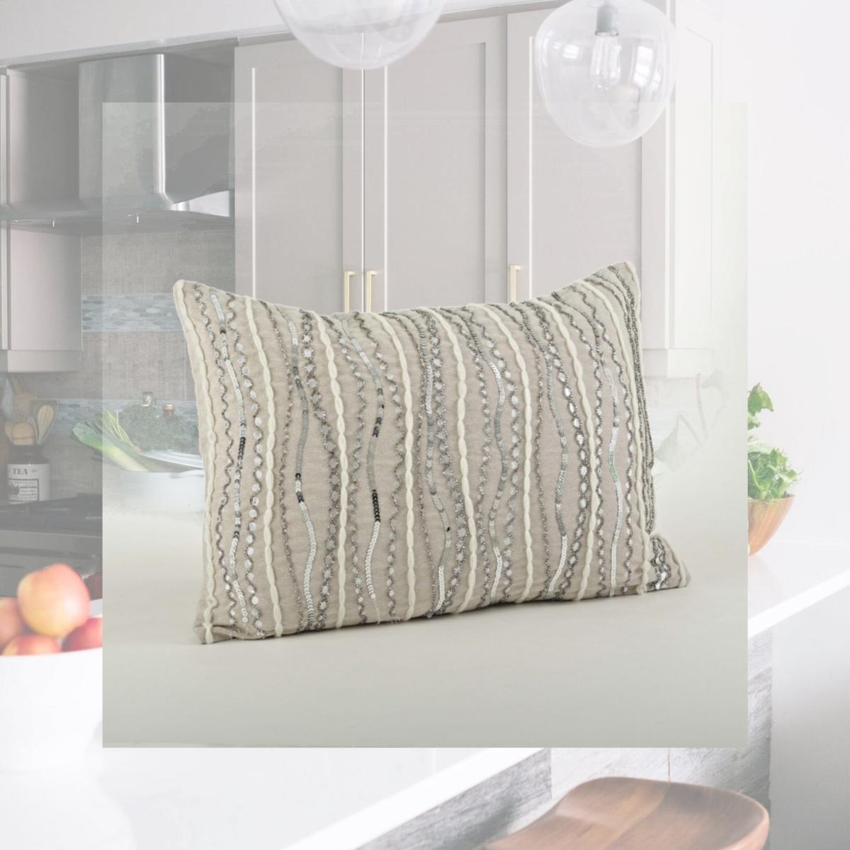 Picture of SARO 1442.S20S 20 in. Square Whip Stitched Napkin - Silver  Set of 4