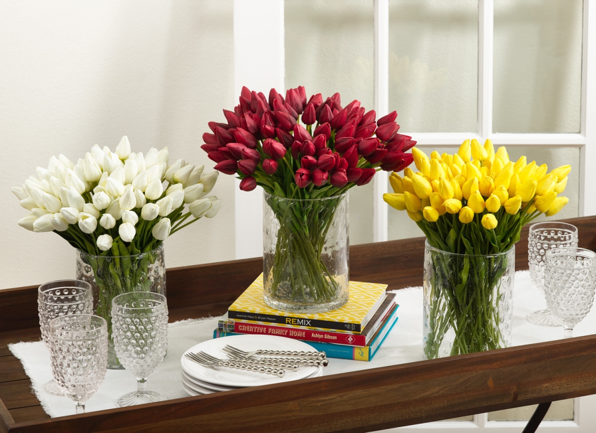 FL414.R 14 in. Petite Tulip Bunch, Red - 9 Piece - Set of 12