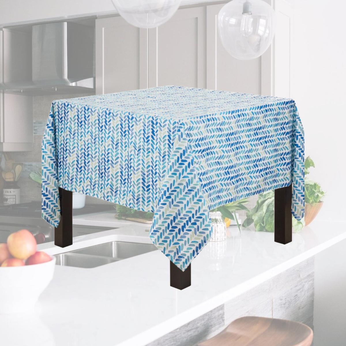 Picture of Saro Lifestyle 6555.BL70S 70 in. Watercolor Chevron Design Square Tablecloth, Blue
