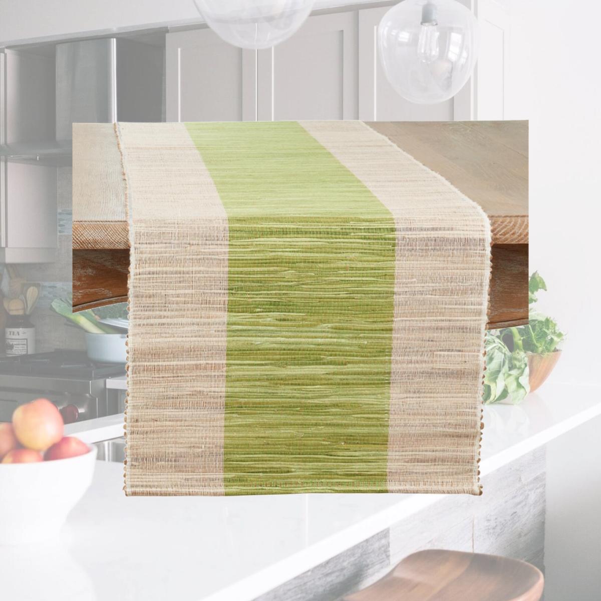 Picture of Saro Lifestyle 228.G1672B 16 x 72 in. Shimmering Banded Oblong Table Runner, Green