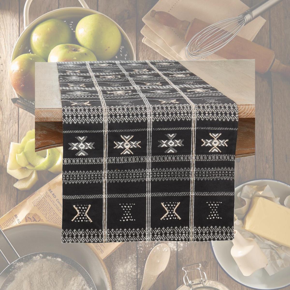 Picture of Saro Lifestyle 726.BK1672B 16 x 72 in. Embroidered Mudcloth Oblong Table Runner, Black